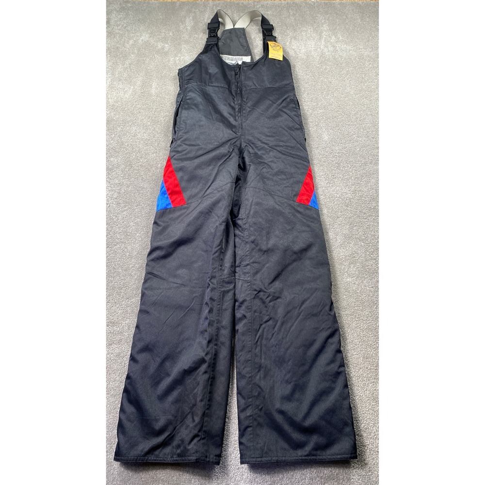 Yamaha Snow Bibs Overalls Unisex Small Black Vintage Embroidered Logo Insulated